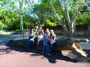 This is a statue of Steve Irwin’s favorite crocodile. In this picture is Amber George, Madeline Wagner, Annie Lautenbach (me), and Becca Jones from the left to the right.
